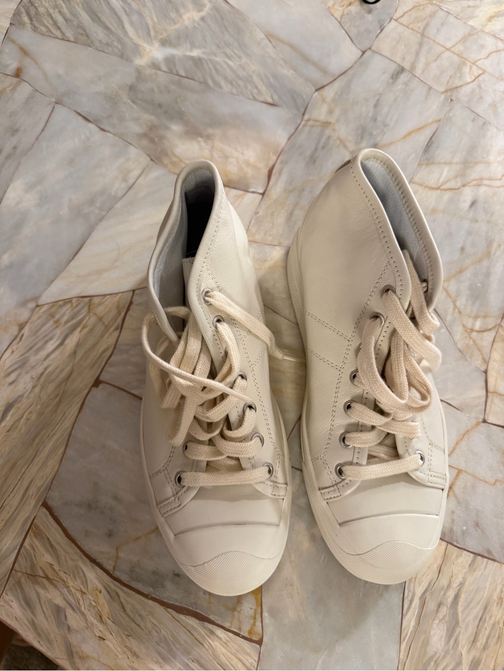 Sofie D'Hoore Cream Leather High-Top Sneakers